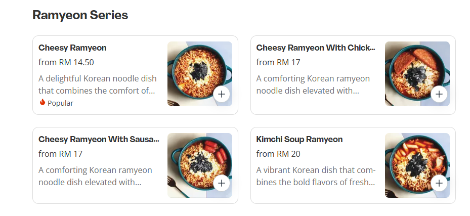 Zero O’Clock Ramyeon Series Prices