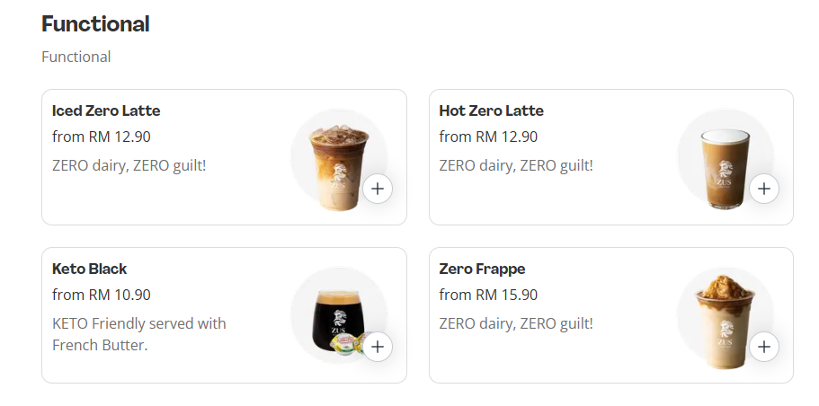 Zus Coffee Functional Menu Prices