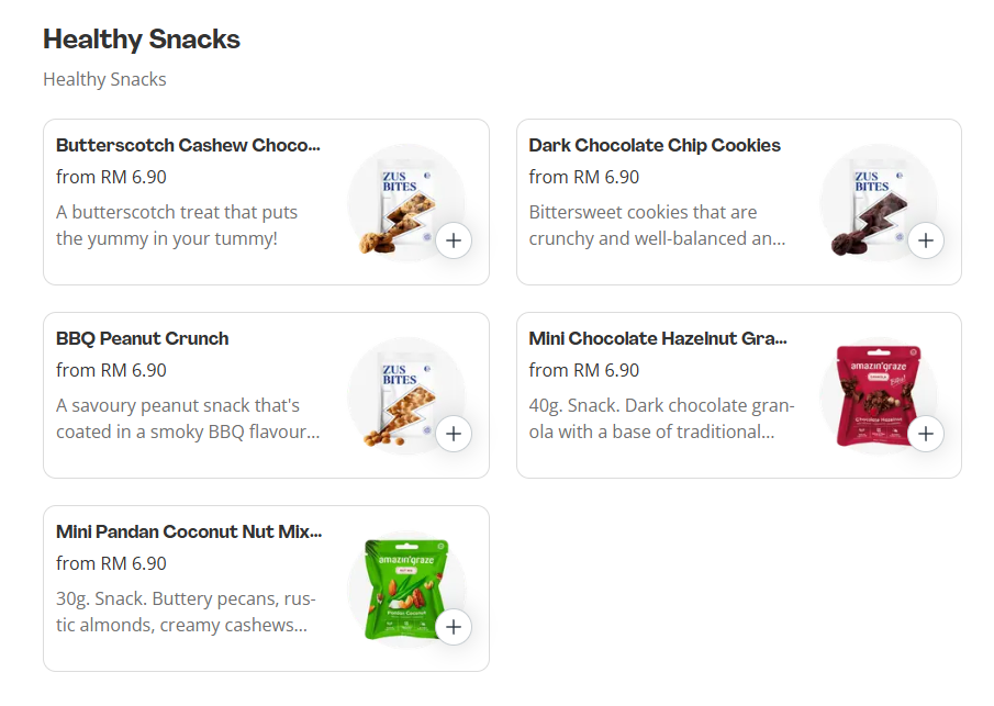 Zus Coffee Healthy Snacks Prices