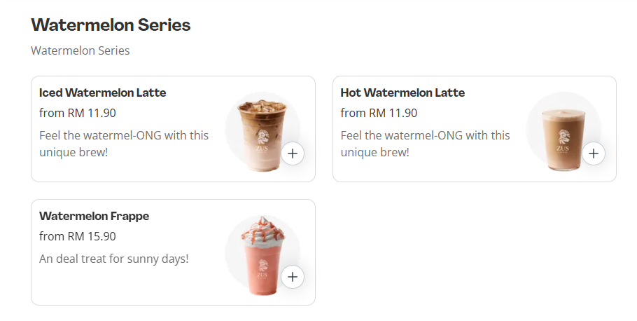 Zus Coffee Watermelon Series Prices